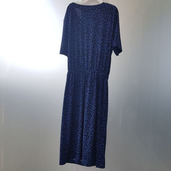 NWOT Banana Republic blue black animal print cheetah wrap dress, Small - Picture 3 of 7